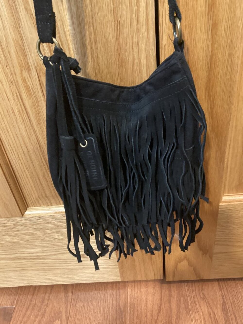 Mossimo Black Suede Fringe crossbody bag - Picture 2 of 12